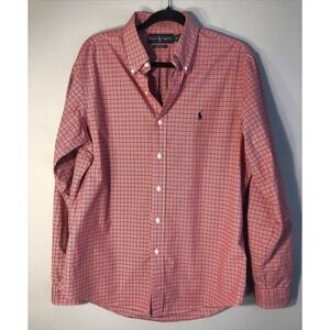 Ralph Lauren Custom Fit Button Down Shirt Mens L Long Sleeve Plaid Shirt Pony